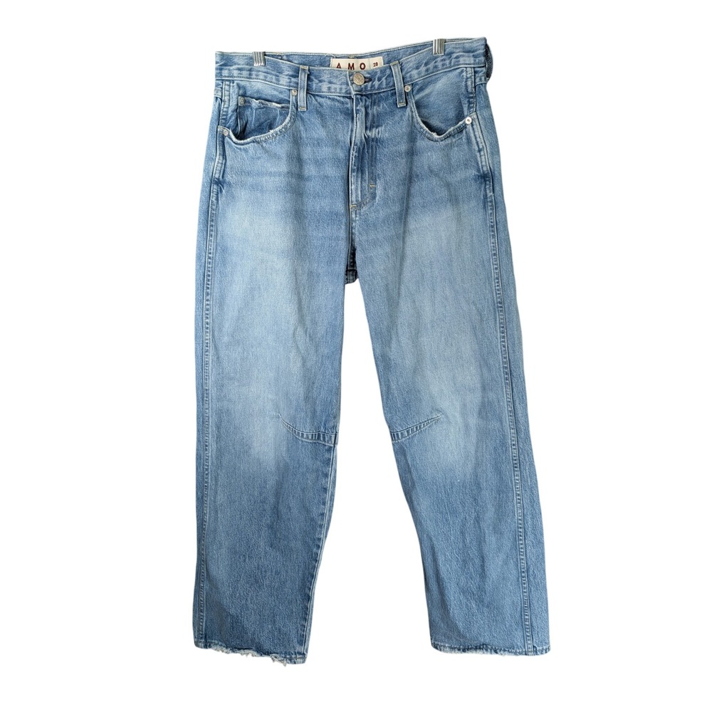 AMO Sandra Baggy Jeans Womens 28 Light Wash High Rise Wide Leg